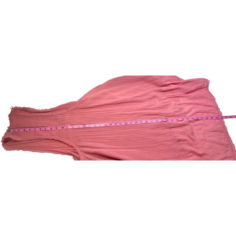 FREE PEOPLE Women Cotton Racerback Raw Edges Gauze Dress Sz M Pink Casual 68-19 - Picture 8 of 10